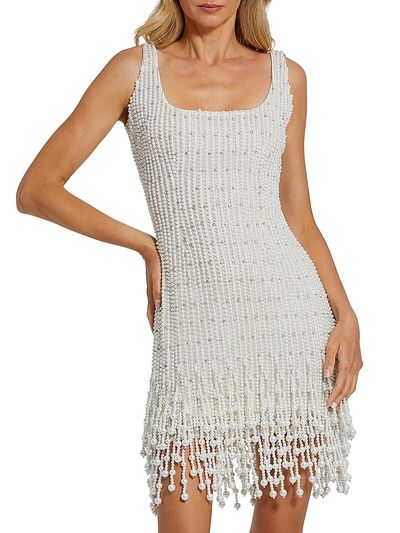 Mac Duggal Women's Imitation Pearl-Embellished Beaded Minidress