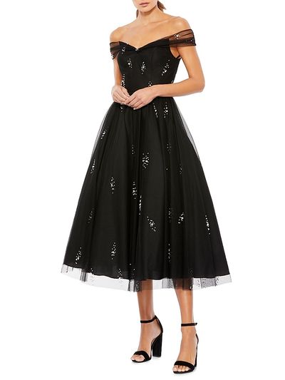 Mac Duggal Women's Imitation Pearl-Embellished Off-The-Shoulder Cocktail Dress