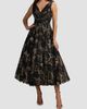 Mac Duggal Women's Metallic Lace V-Neck A-Line Midi Dress - 2