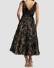 Mac Duggal Women's Metallic Lace V-Neck A-Line Midi Dress - 3