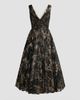 Mac Duggal Women's Metallic Lace V-Neck A-Line Midi Dress - 5