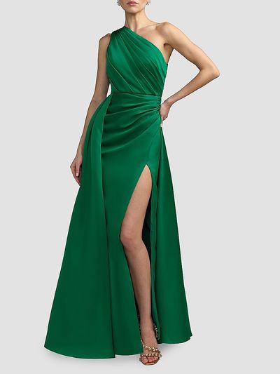Mac Duggal Women's One-Shoulder Satin Column Gown