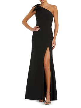 Mac Duggal Women's Petite Bow-Detail Crepe One-Shoulder Gown