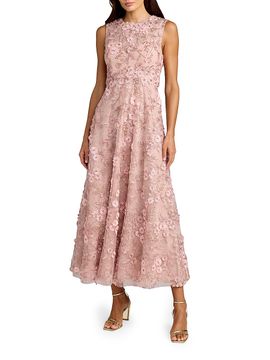 Mac Duggal Women's Petite Floral-Embroidered Sleeveless Midi-Dress