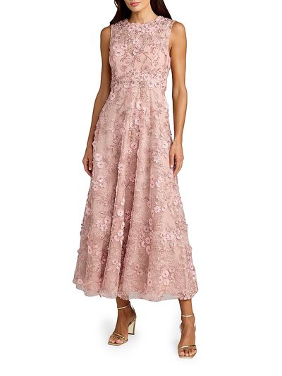 Mac Duggal Women's Petite Floral-Embroidered Sleeveless Midi-Dress