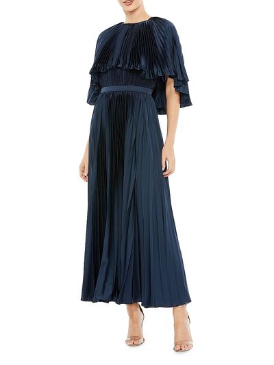 Mac Duggal Women's Plissé Cape-Sleeve Cocktail Dress