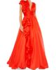 Mac Duggal Women's Satin Plunge Ruffled A-Line Gown - 1