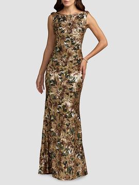 Mac Duggal Women's Sequin Cowl Back Gown