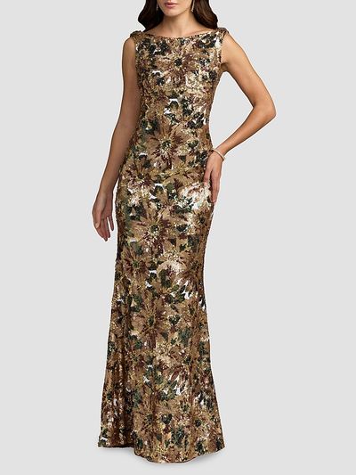 Mac Duggal Women's Sequin Cowl Back Gown