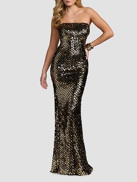 Mac Duggal Women's Sequin Strapless Fitted Column Gown