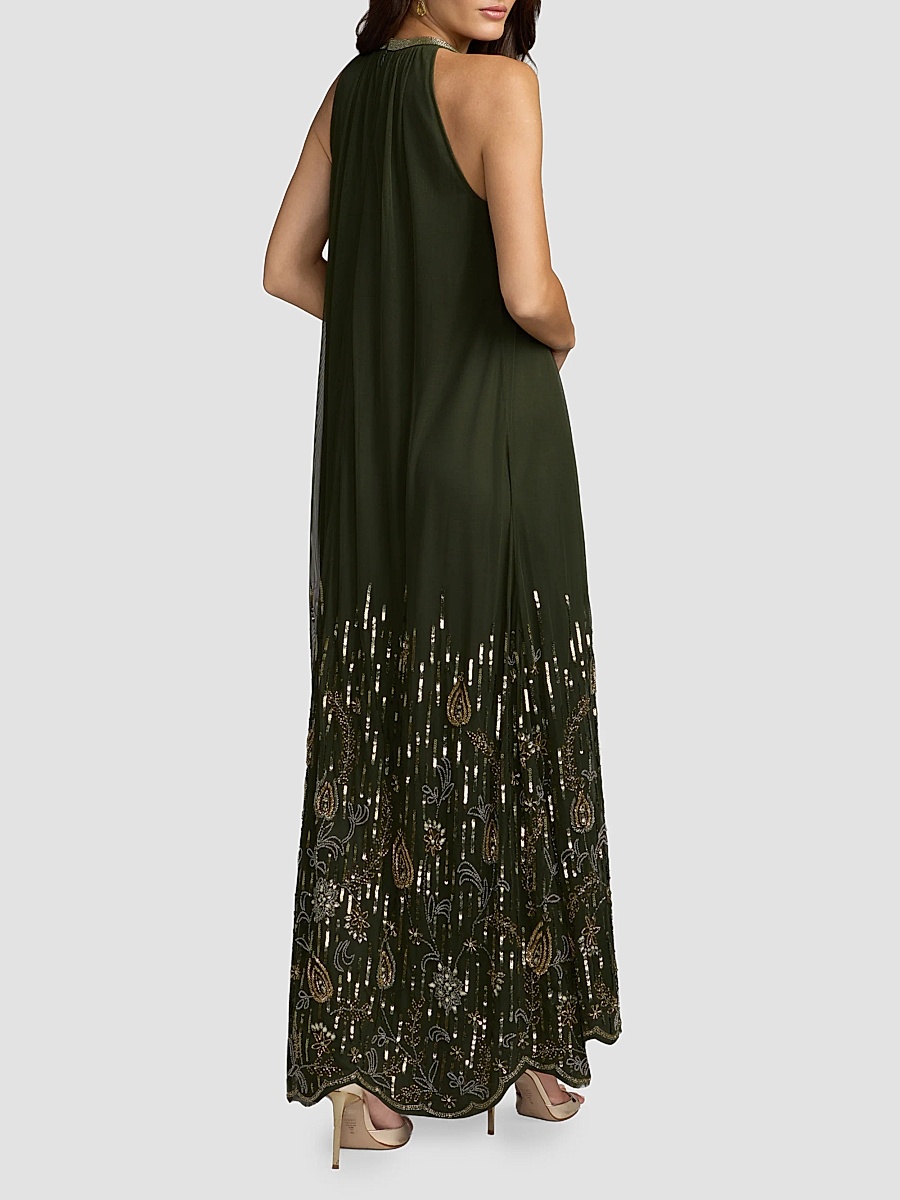 mac duggal halter pleated midi dress PO1028