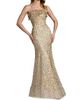 Mac Duggal Women's Srapless Beaded Mesh Trumpet Gown - 4