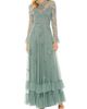 Mac Duggal Women's Tiered Embellished Mesh Flutter-Sleeve Gown - 1