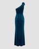 Mac Duggal Women's Velvet Floral Detail One-Shoulder Gown - 5