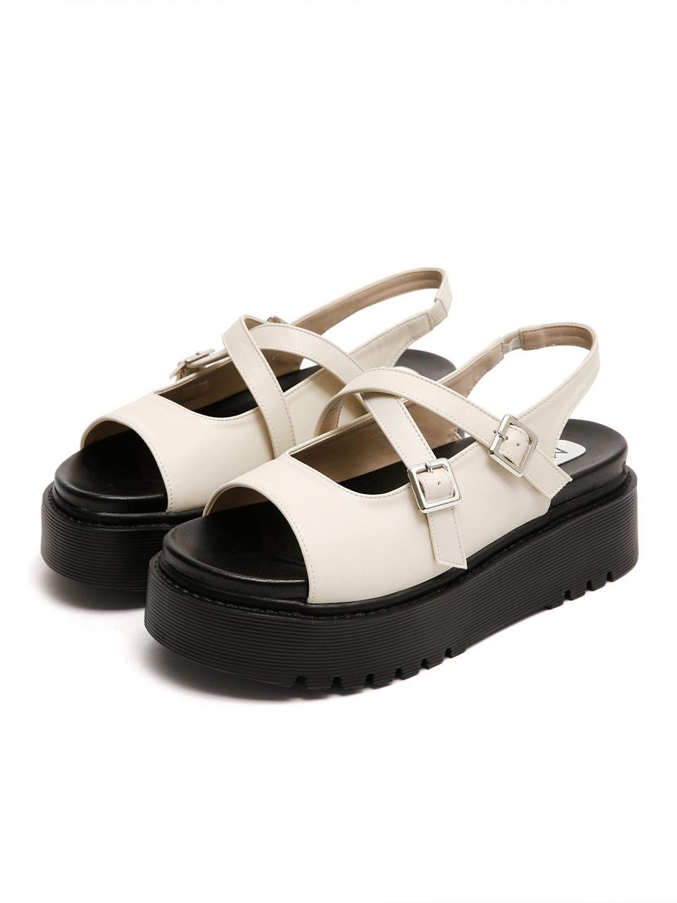 MAC MOC Buckle Hidden Elastic Open-toe Platform Sandals (6cm)