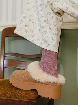MAC MOC Cowhide Fur-Lined Mule Winter Shoes [2colors]