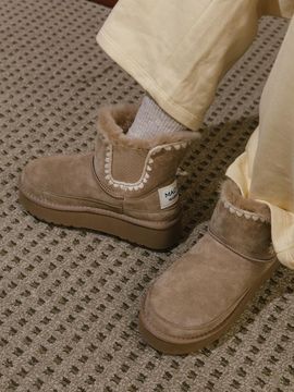 MAC MOC Leather Wool-Lined Winter Boots [Black, Camel, Khaki]