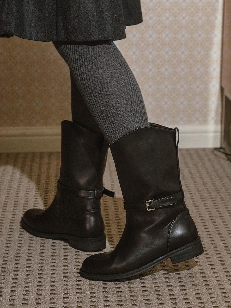MAC MOC Natural Leather Feminine Line Long Middle Boots [2 colors]