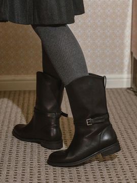 MAC MOC Natural Leather Feminine Line Long Middle Boots [2 colors]