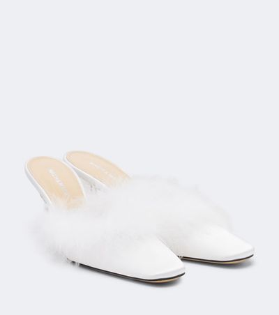 Mach & Mach Mach & Mach Bridal feather-trimmed mules