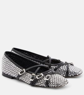 Mach & Mach Mach & Mach Crystal-embellished mesh ballet flats