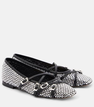 Mach & Mach Mach & Mach Crystal-embellished mesh ballet flats