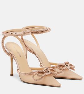 Mach & Mach Mach & Mach Double Bow 110 mesh slingback pumps