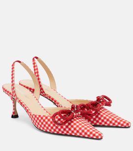 Mach & Mach Mach & Mach Double Bow gingham slingback pumps