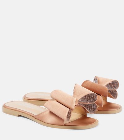 Mach & Mach Mach & Mach Le Cadeau Double Bow satin slides