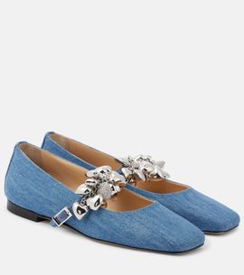 Mach & Mach Mach & Mach Puffy Heart denim Mary Jane flats