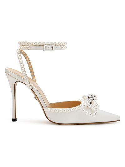 Mach & Mach Women's 110MM Embellished Double Bow Satin Pumps