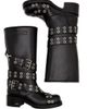 Mach & Mach Women's Buckle Vintage Leather Combat Boots - 4