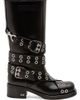 Mach & Mach Women's Buckle Vintage Leather Combat Boots - 6