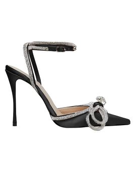 Mach & Mach Women's Double Bow 110MM Silk Satin Pumps
