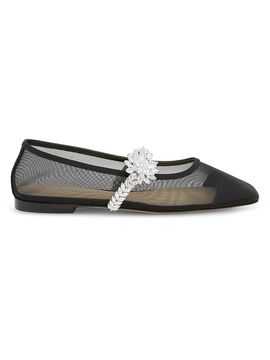Mach & Mach Women's Lotus Flower Jewelled Mesh Ballet Flats