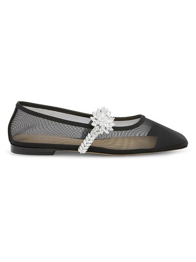 Mach & Mach Women's Lotus Flower Jewelled Mesh Ballet Flats