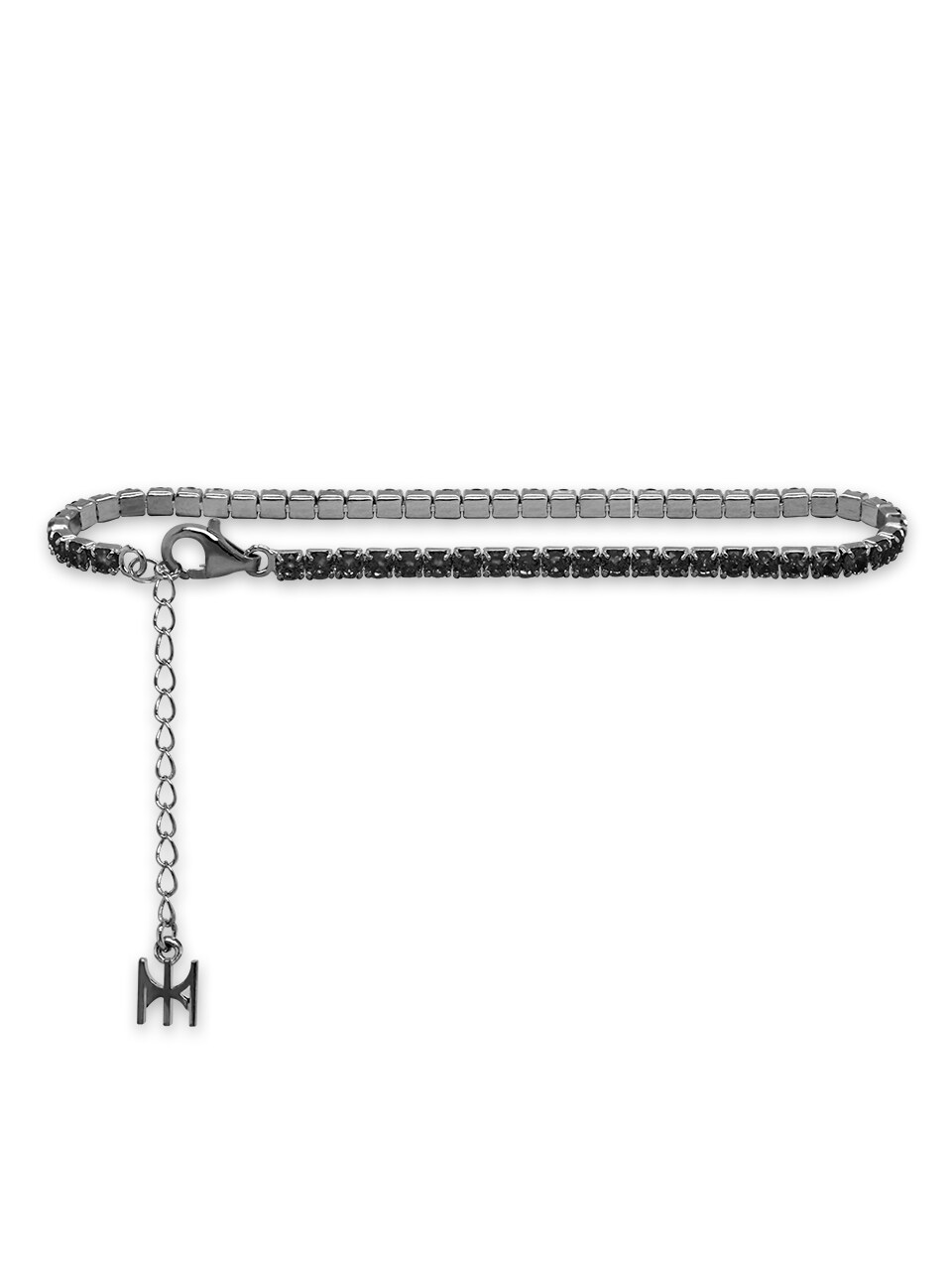 MACIER [S925] Black Mini Tennis Bracelet (Black Silver)