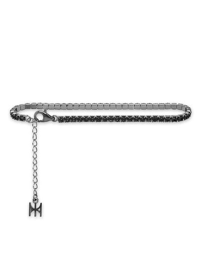 MACIER [S925] Black Mini Tennis Bracelet (Black Silver)