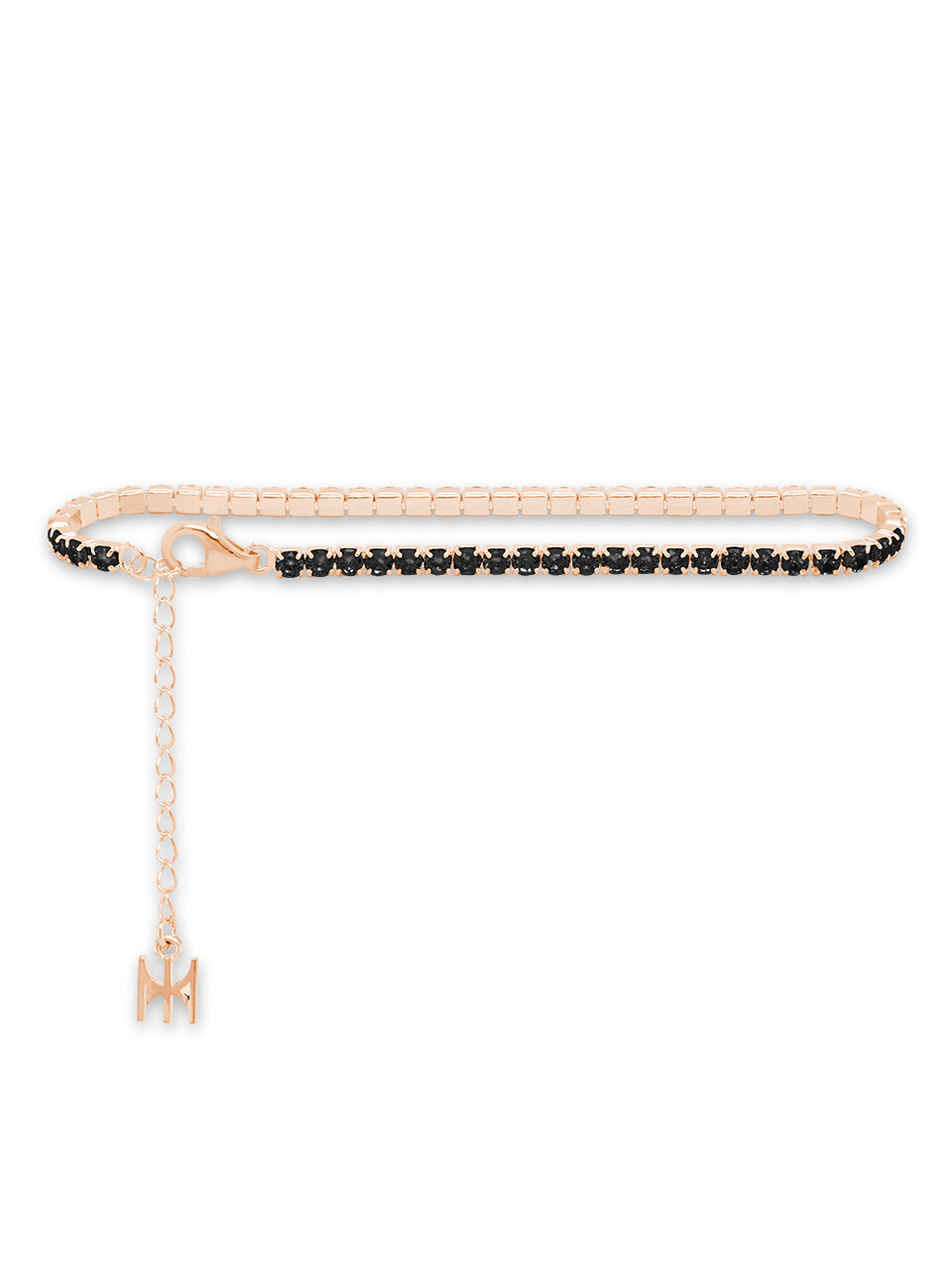 MACIER [S925] Black Mini Tennis Bracelet (Rose Gold)