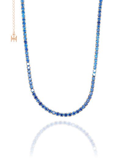 MACIER [S925] Blue Mini Tennis Necklace (Rose Gold)