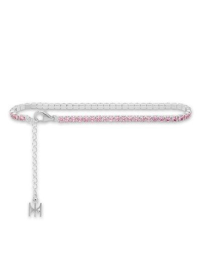 MACIER [S925] Pink Mini Tennis Bracelet (White Silver)