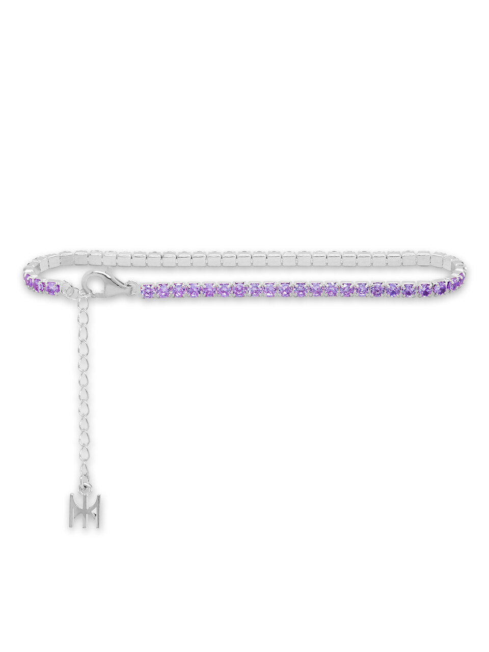 MACIER [S925] Violet Mini Tennis Bracelet (White Silver)