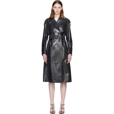 MACKAGE MACKAGE Black CARMELA-SNK Snake Pattern Leather Coat