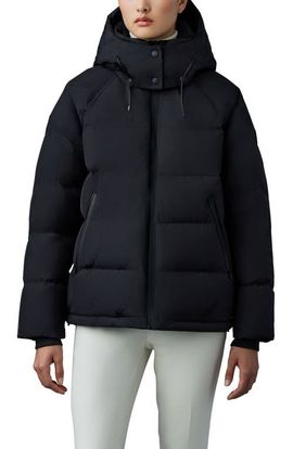 Mackage Mackage Edana City MG Logo Jacquard 800 Fill Power Down Puffer Coat with Removable Hood