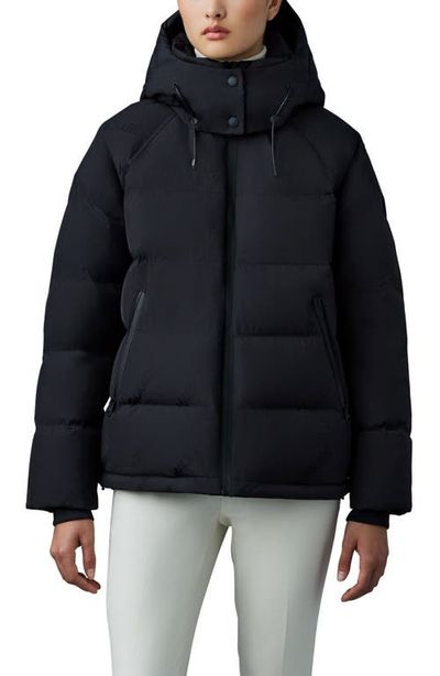 Mackage Mackage Edana City MG Logo Jacquard 800 Fill Power Down Puffer Coat with Removable Hood