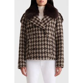 Mackage Mackage Edwina Wool Blend Coat with Genuine Shearling Collar