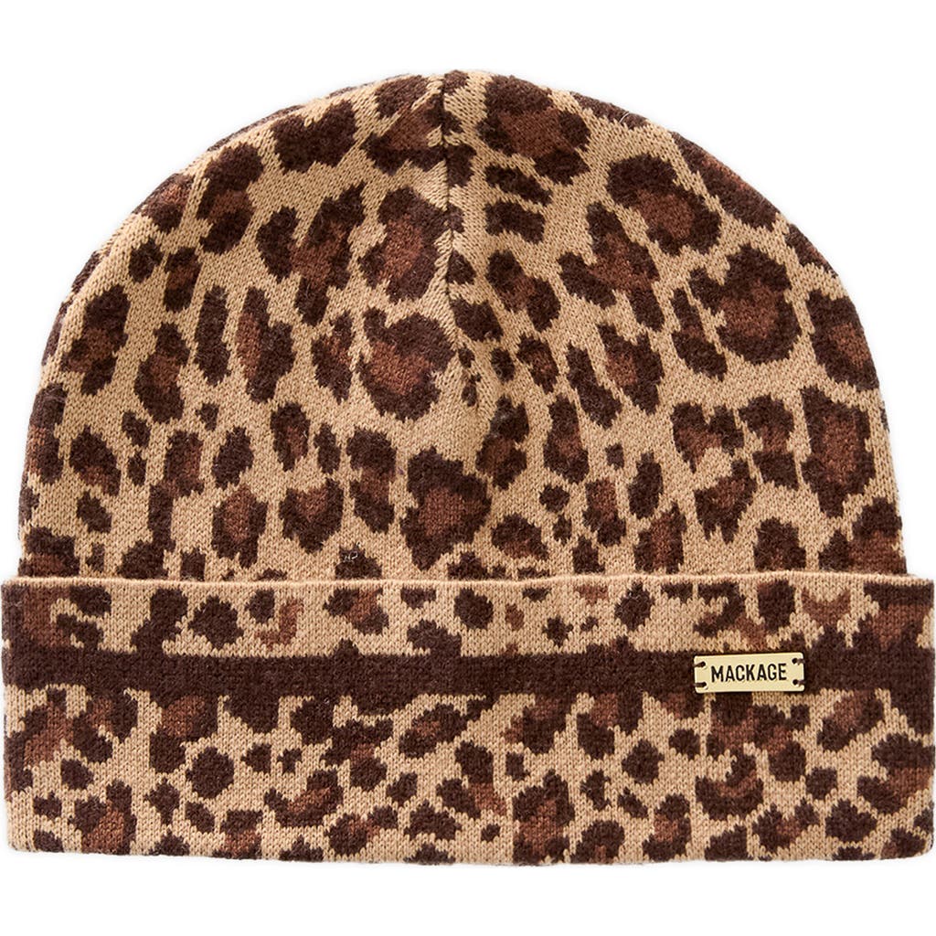 Mackage Mackage Kiko Cheetah Jacquard Beanie 