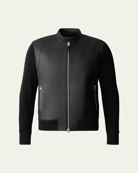 Mackage Men's Dominic Faux Leather Knit-Trim Jacket