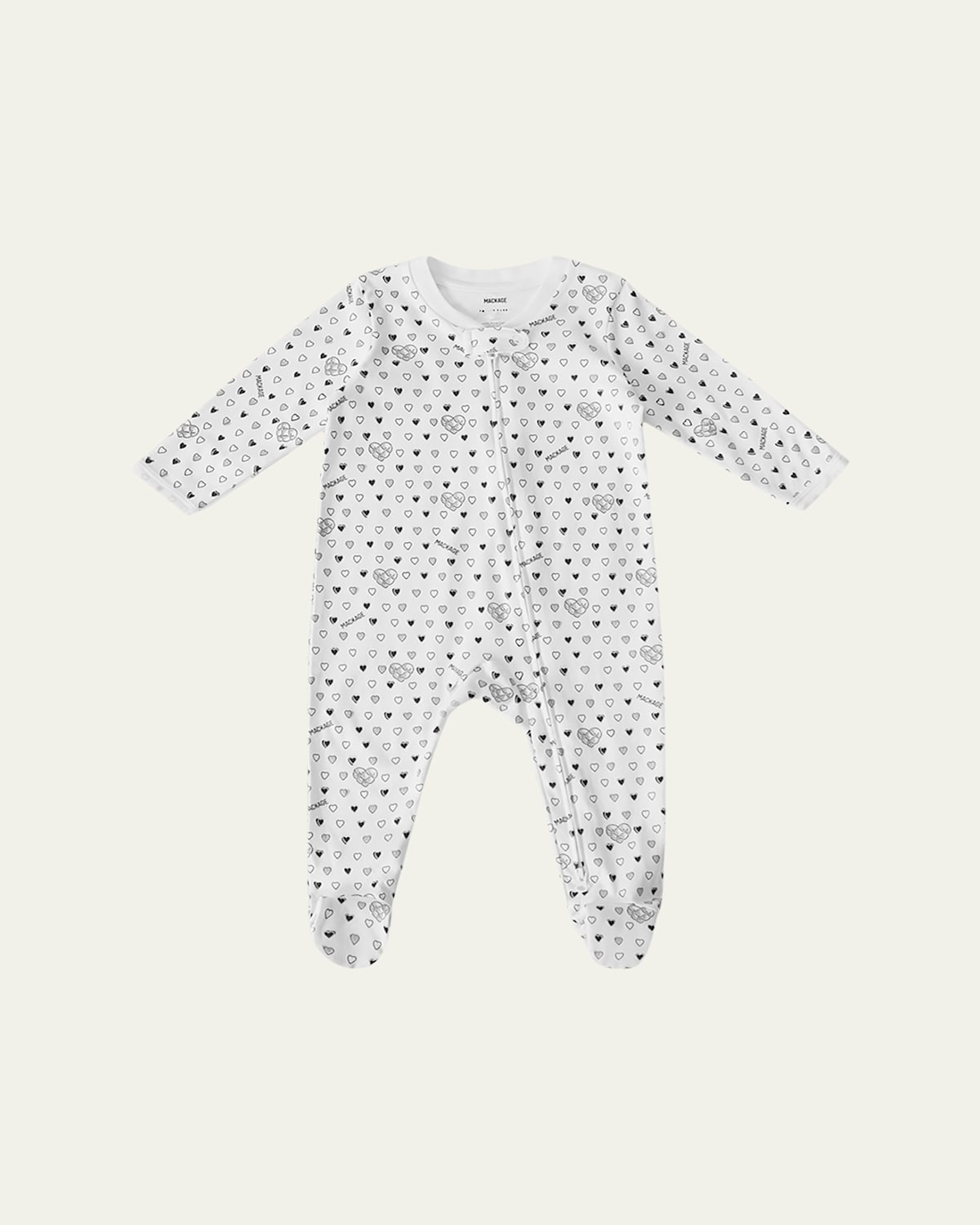 Mackage x Roller Rabbit Kid's Quilted Hearts Cotton Footie Pajamas