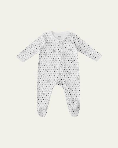 Mackage x Roller Rabbit Kid's Quilted Hearts Cotton Footie Pajamas